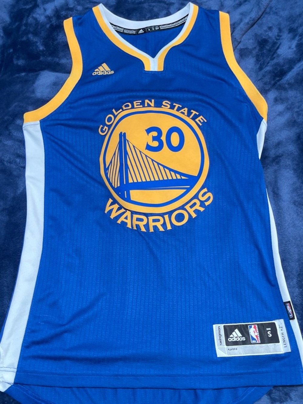 adidas Blue and Yellow Golden State Warriors Jersey